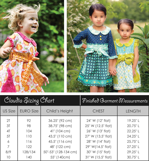 Claudia Sizing Chart