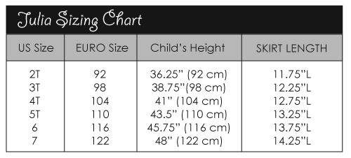 Emma Sizing Chart