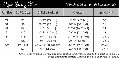 Piper Sizing Chart